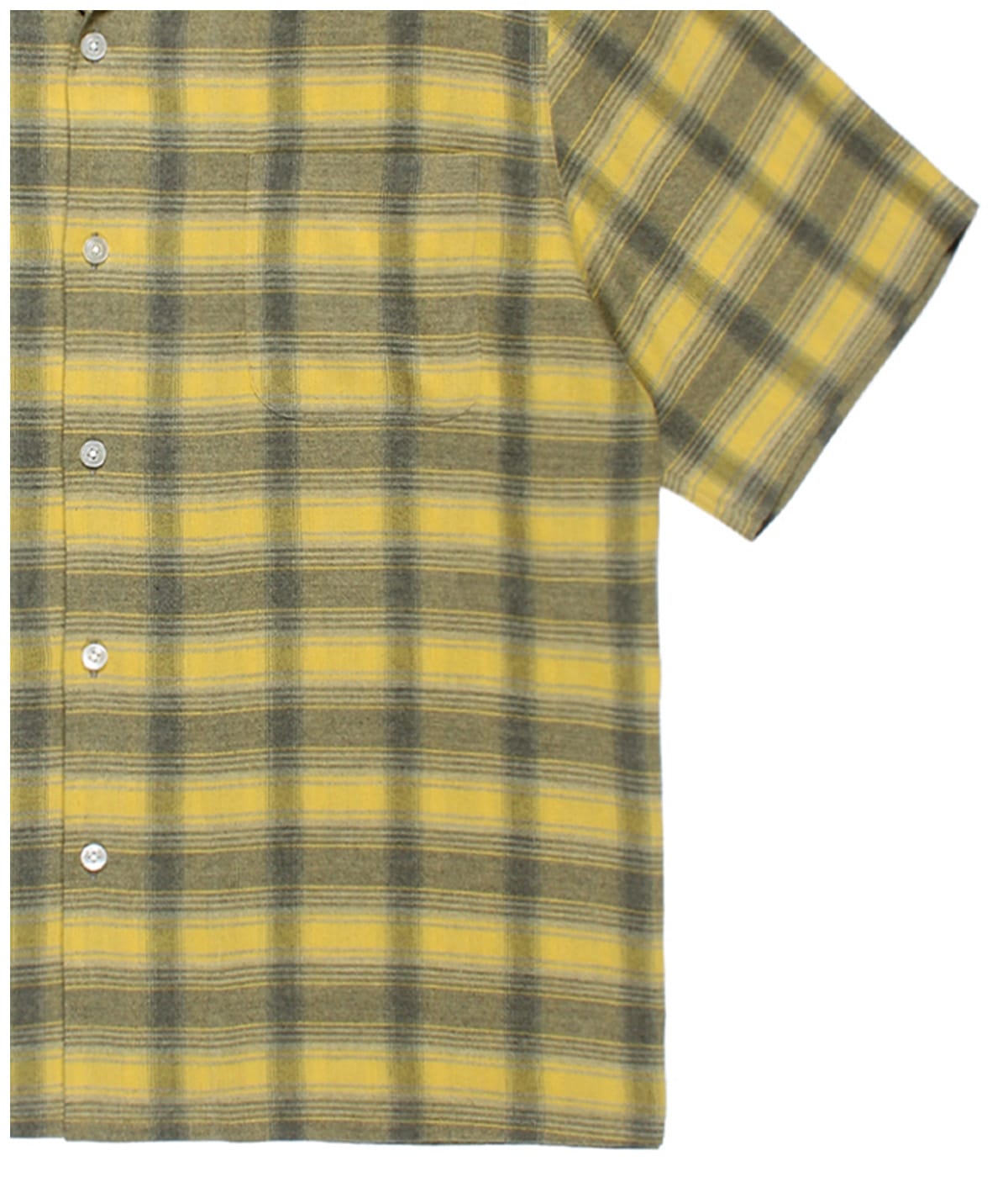 OMBRE CHECK OPEN COLLAR SHIRT (TYPE-2)【YELLOW】