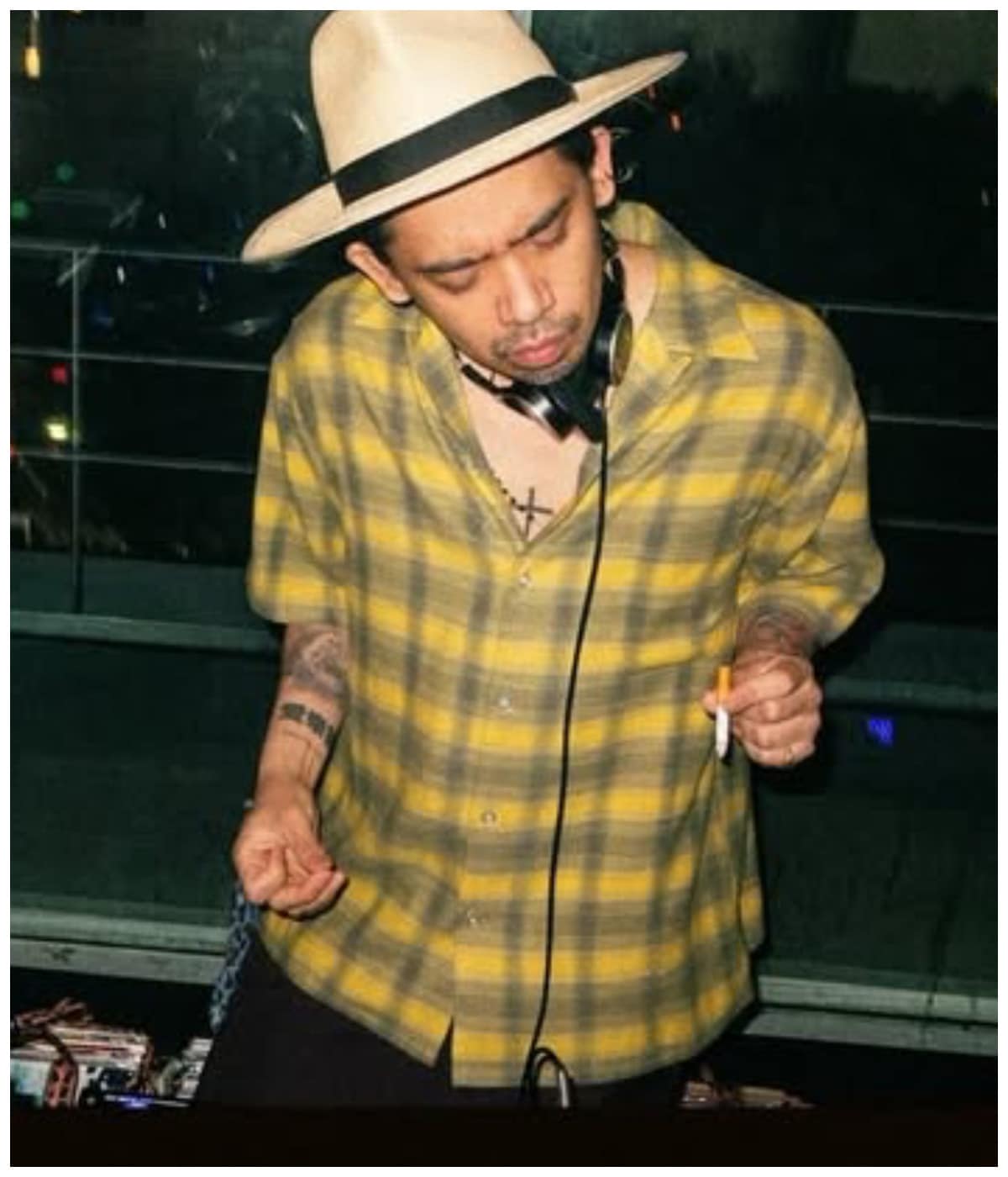 OMBRE CHECK OPEN COLLAR SHIRT (TYPE-2)【YELLOW】