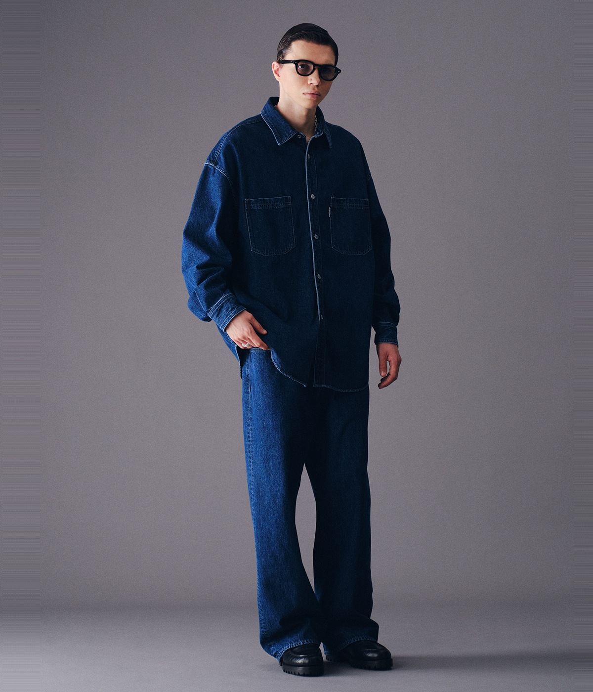 COOTIE 5 Pocket Wide Denim インディゴ COOTIE / 5 Pocket Baggy Denim Pants -Indigo Fade-