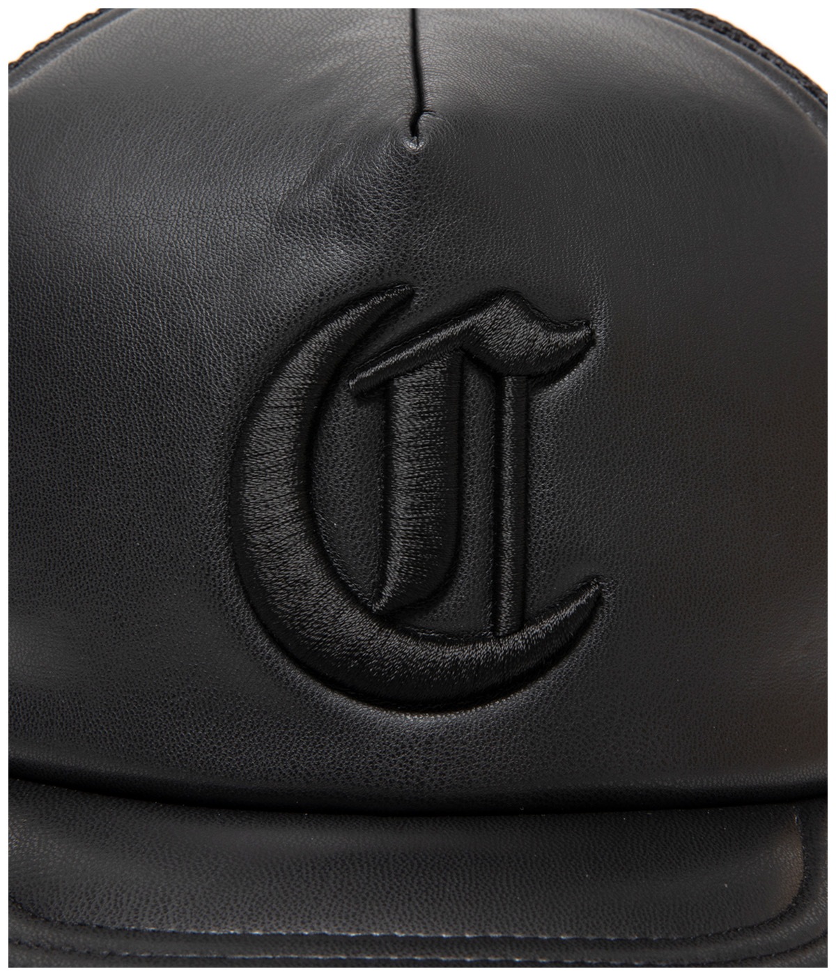 Faux Leather 5 Panel Mesh Cap【BLACK×BLACK】