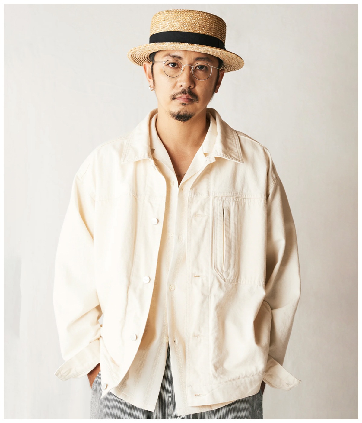 STRAW BOATER HAT【BEIGE】