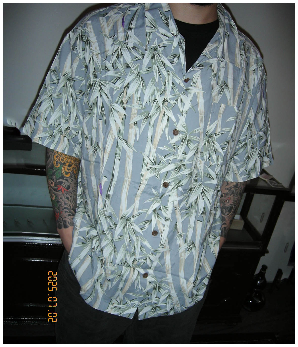 BIG BAMBOO HAWAIIAN SHIRT【GRAY】