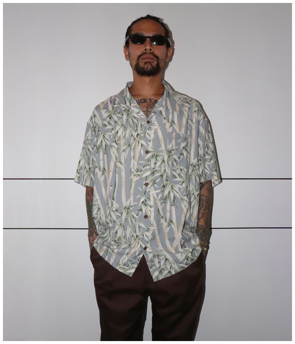 BIG BAMBOO HAWAIIAN SHIRT【GRAY】
