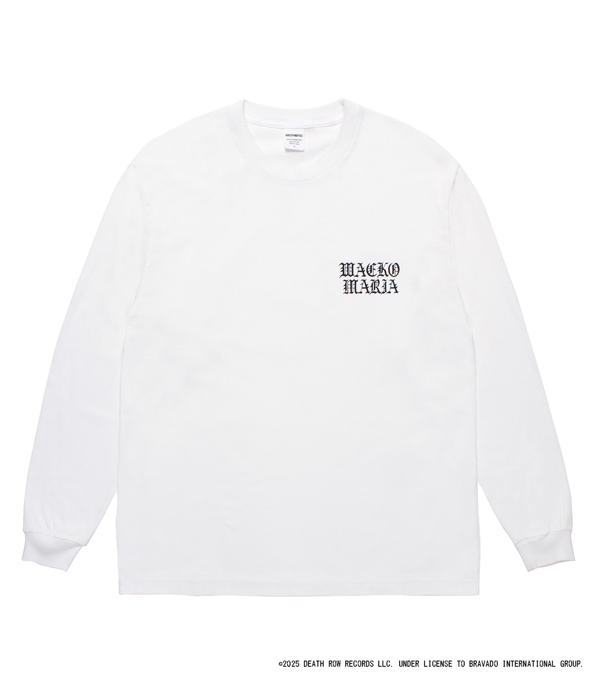 wacko ロンt シャツ　スウェット　tシャツ death row 長袖 DEATH ROW RECORDS / WASHED HEAVY WEIGHT LONG SLEEVE T-SHIRT【WHITE