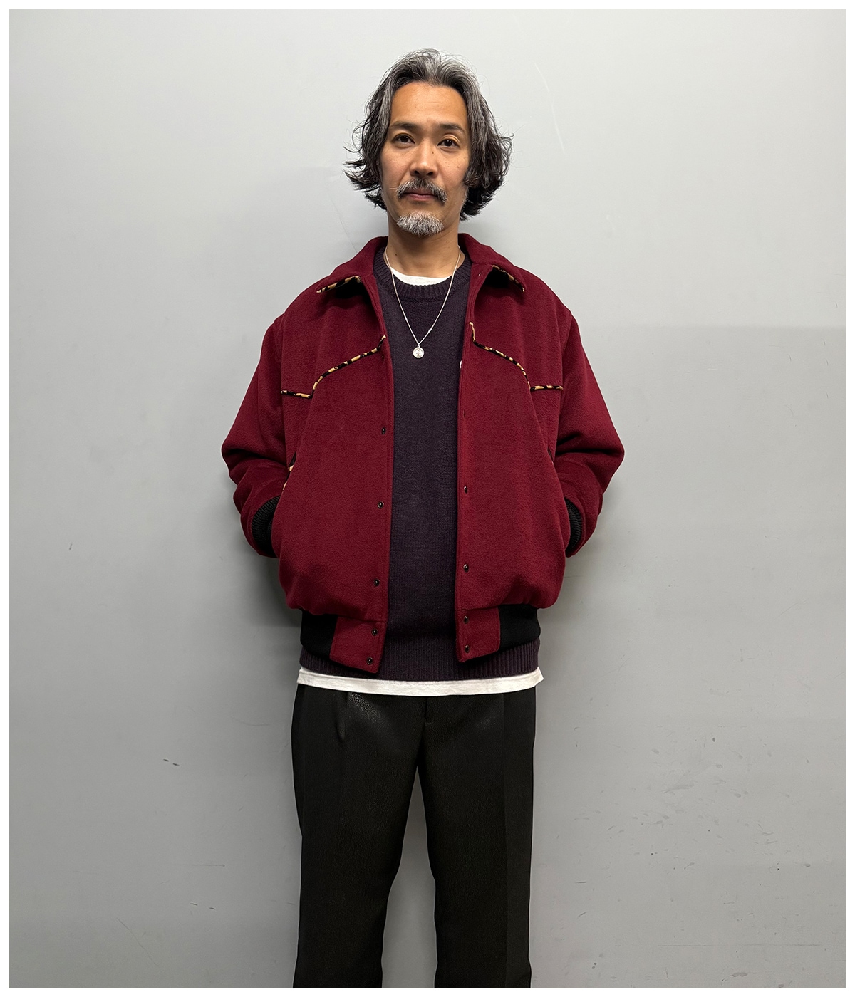 DORMEUIL / GLITTER PLEATED TROUSERS (TYPE-1)【BLACK-GOLD】｜WACKO