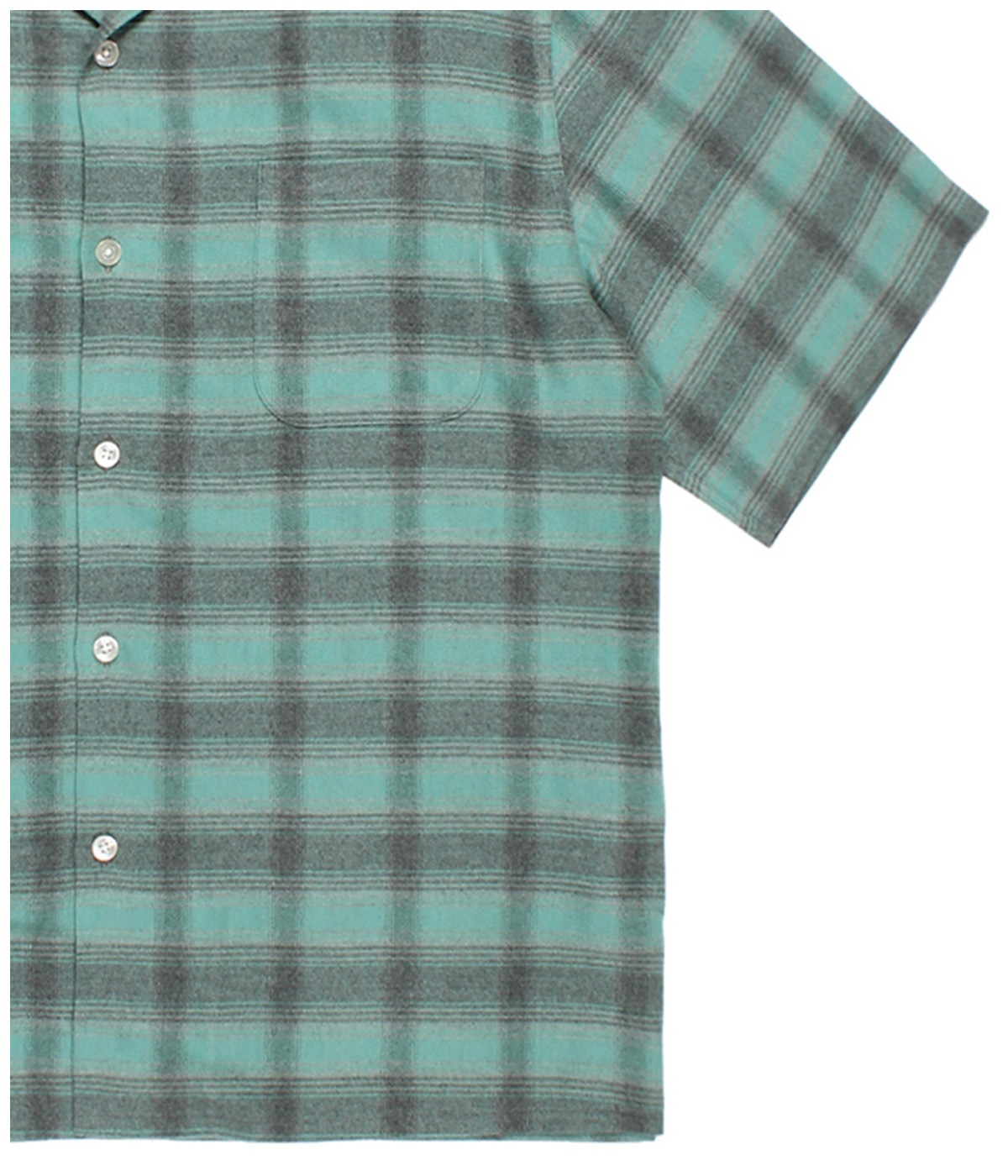 OMBRE CHECK OPEN COLLAR SHIRT (TYPE-2)【GREEN】｜WACKO MARIA
