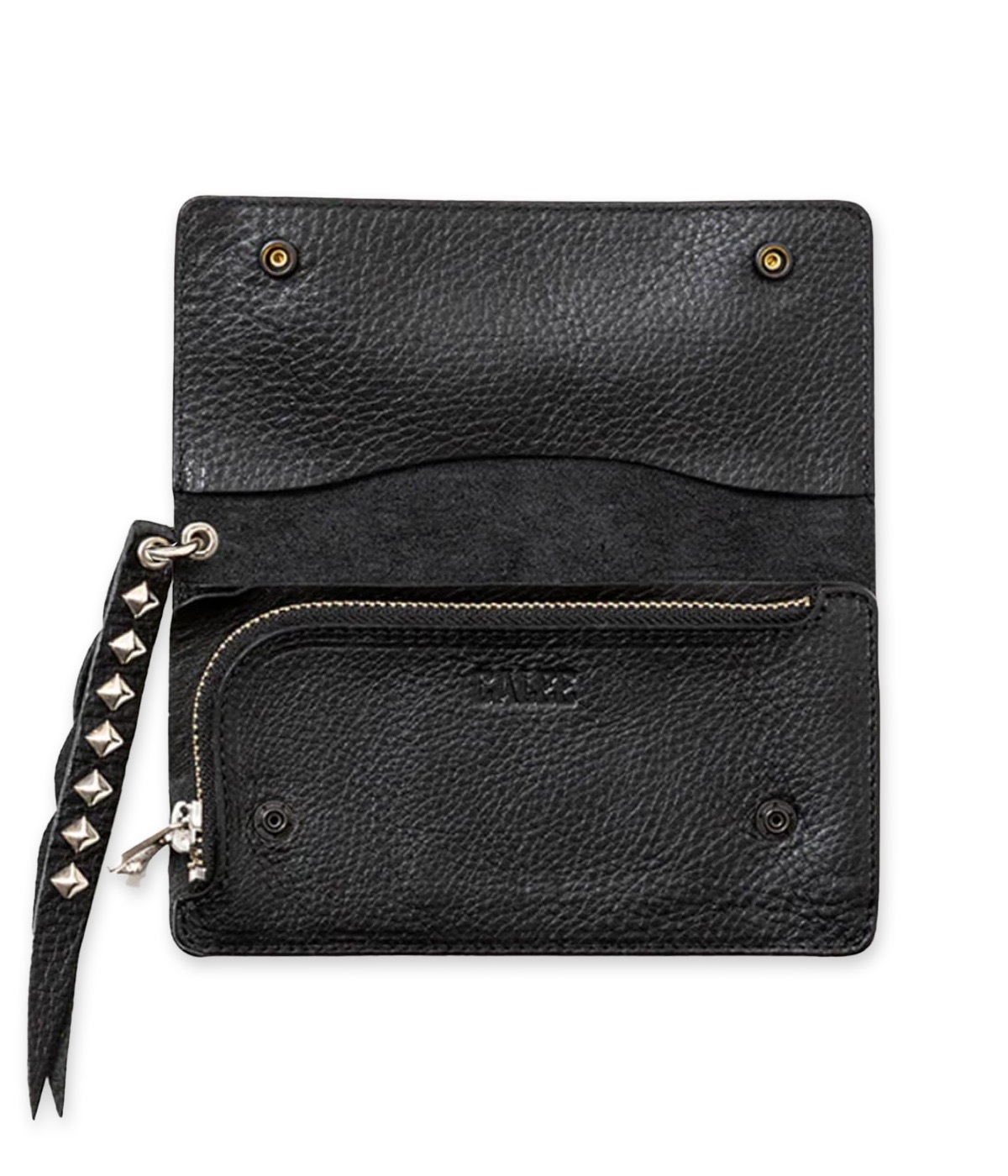PLANE LEATHER LONG WALLET -STUDS CHARM-【BLACK】