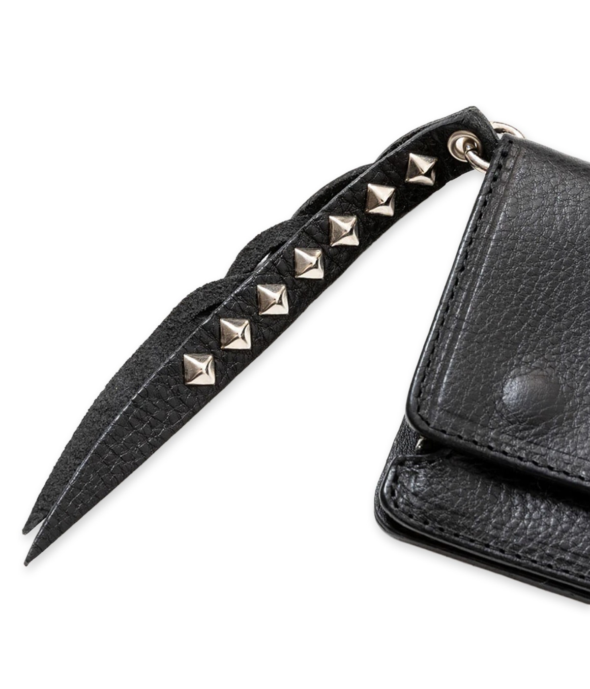 PLANE LEATHER LONG WALLET -STUDS CHARM-【BLACK】