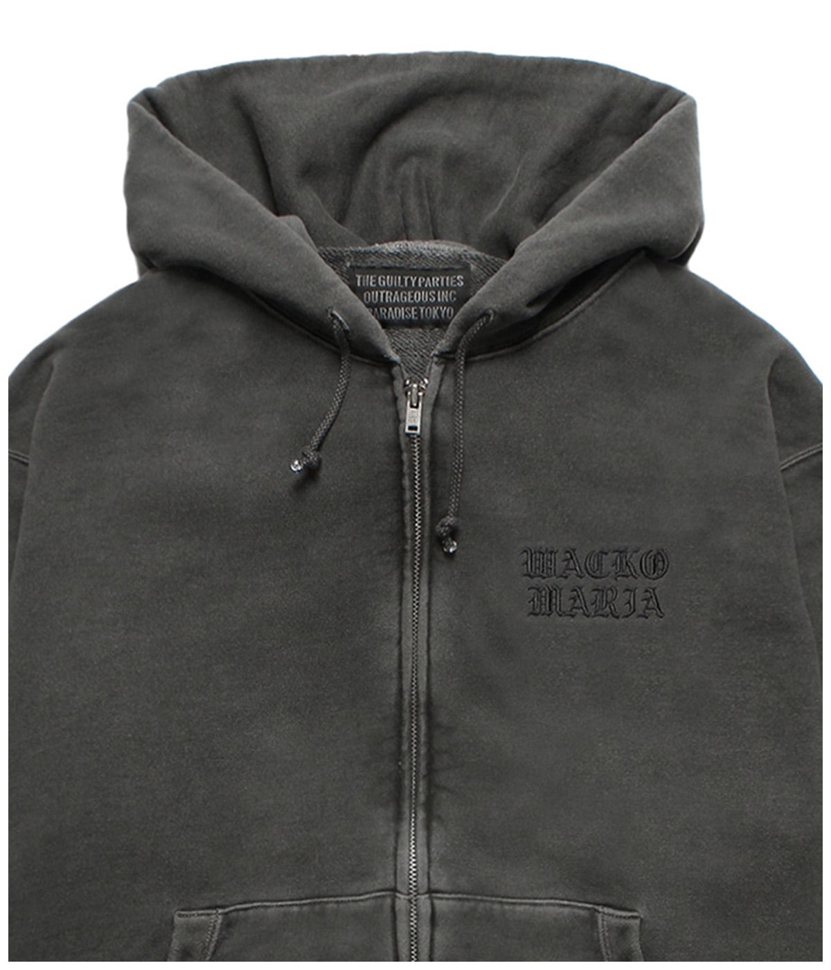WASHED HEAVY WEIGHT ZIP HOODED SWEAT SHIRT【GRAY】｜WACKO MARIA