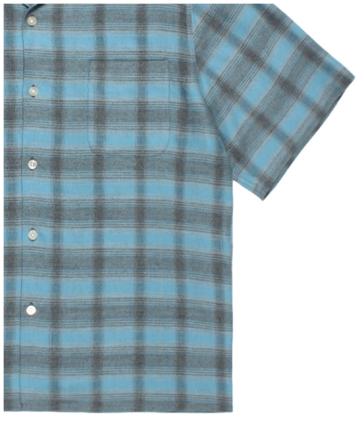 OMBRE CHECK OPEN COLLAR SHIRT (TYPE-2)【BLUE】｜WACKO MARIA