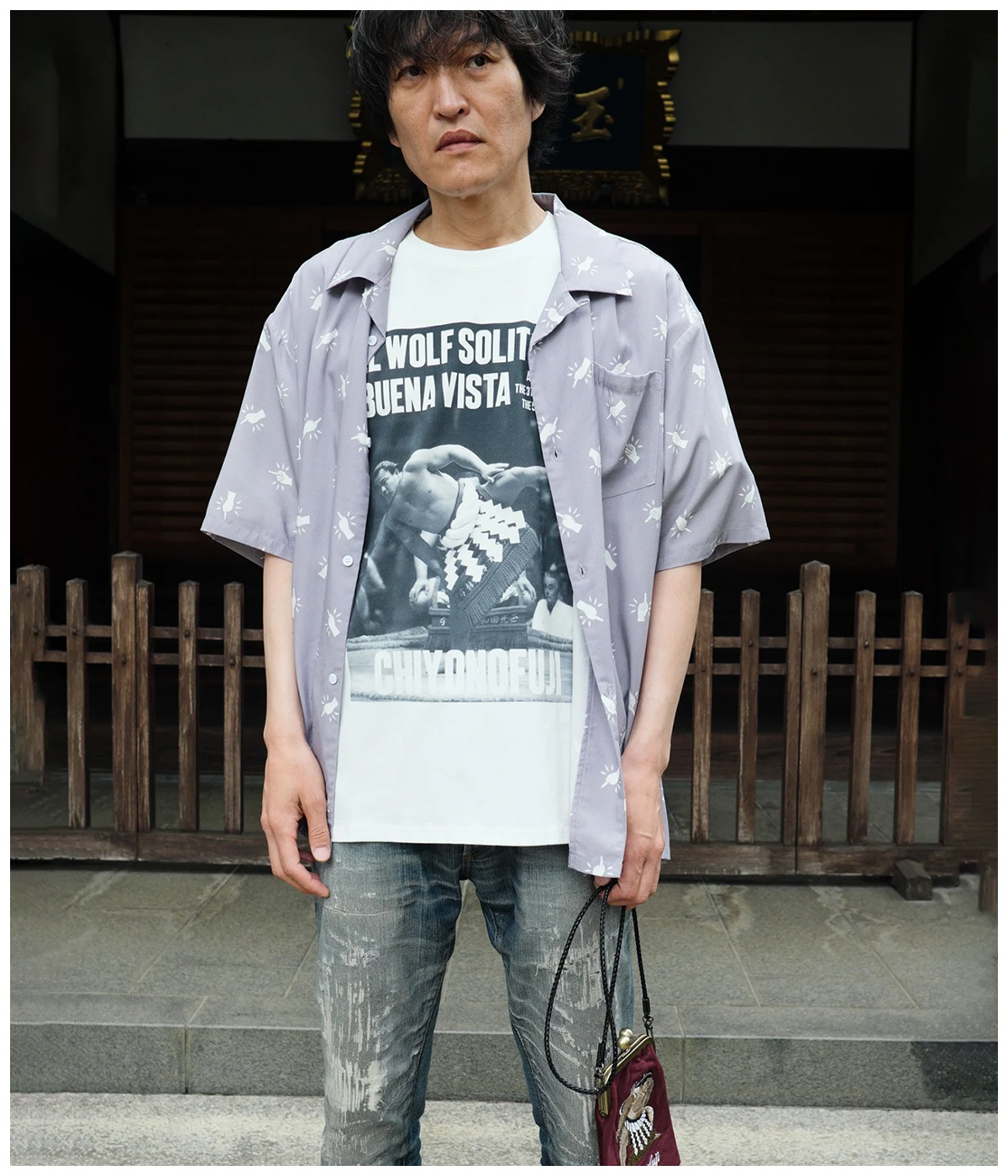 千代の富士×BUENA VISTA / El wolf solitario tee dos【WHITE】