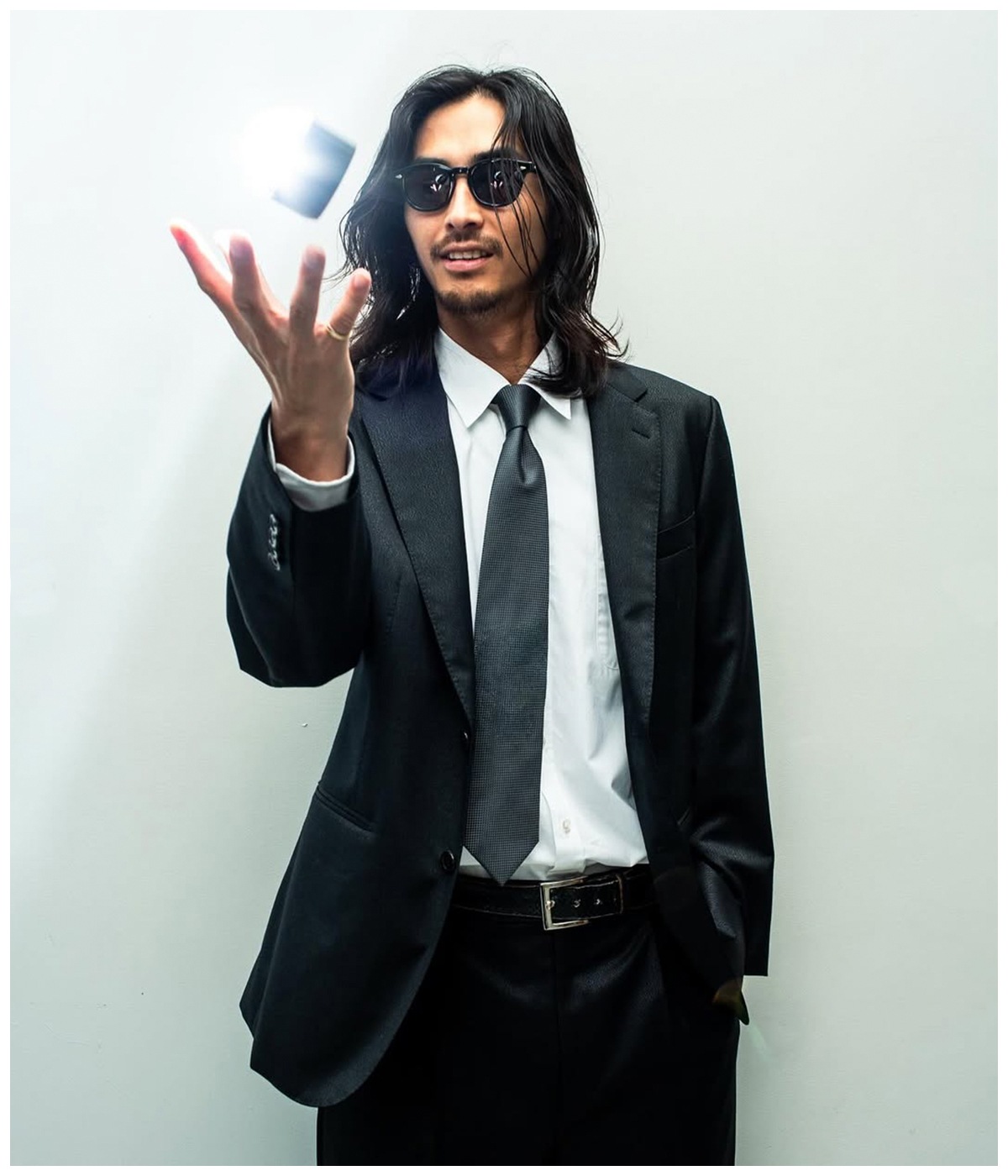 DORMEUIL / GLITTER SINGLE BREASTED JACKET (TYPE-2)【BLACK-SILVER】