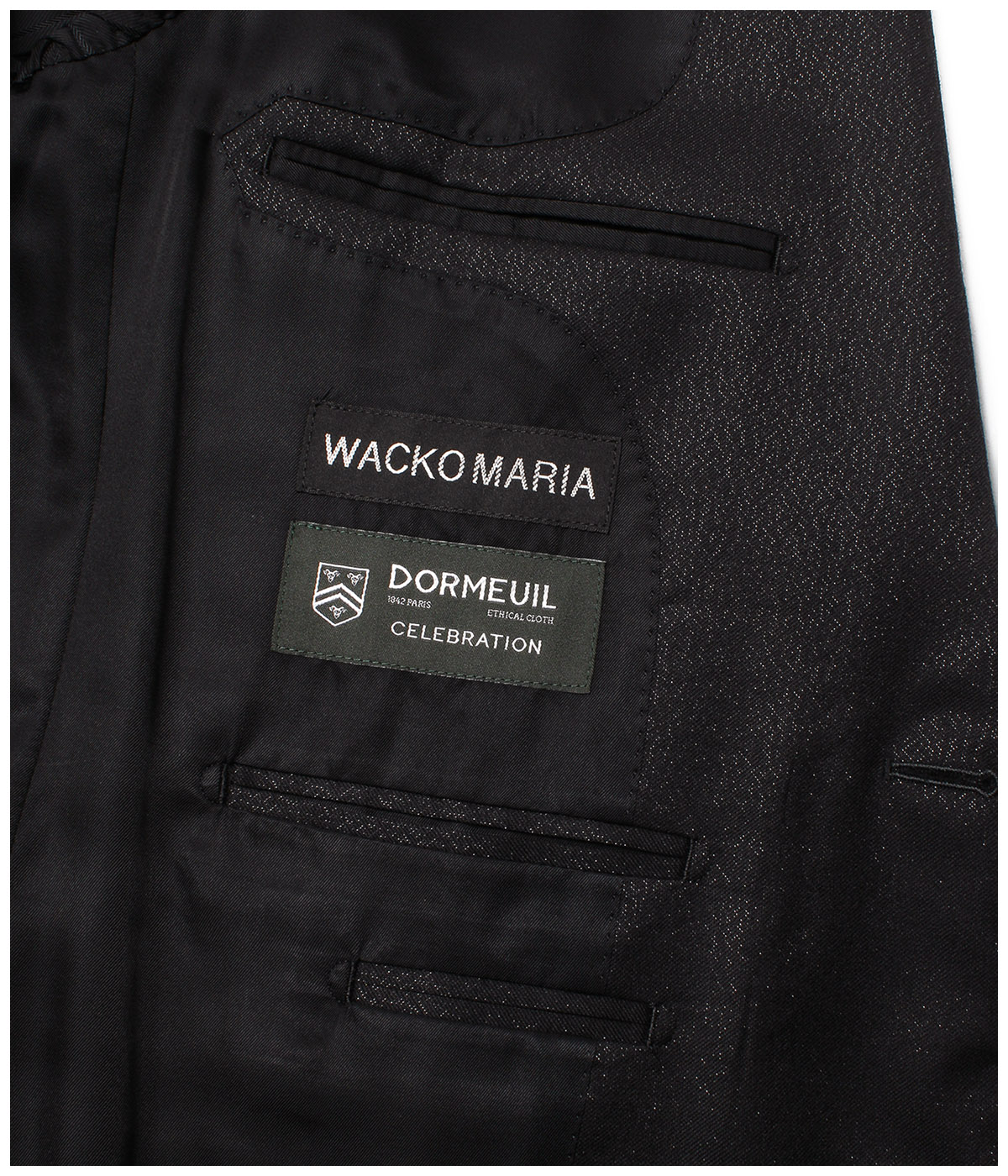 DORMEUIL / GLITTER SINGLE BREASTED JACKET (TYPE-2)【BLACK-SILVER】