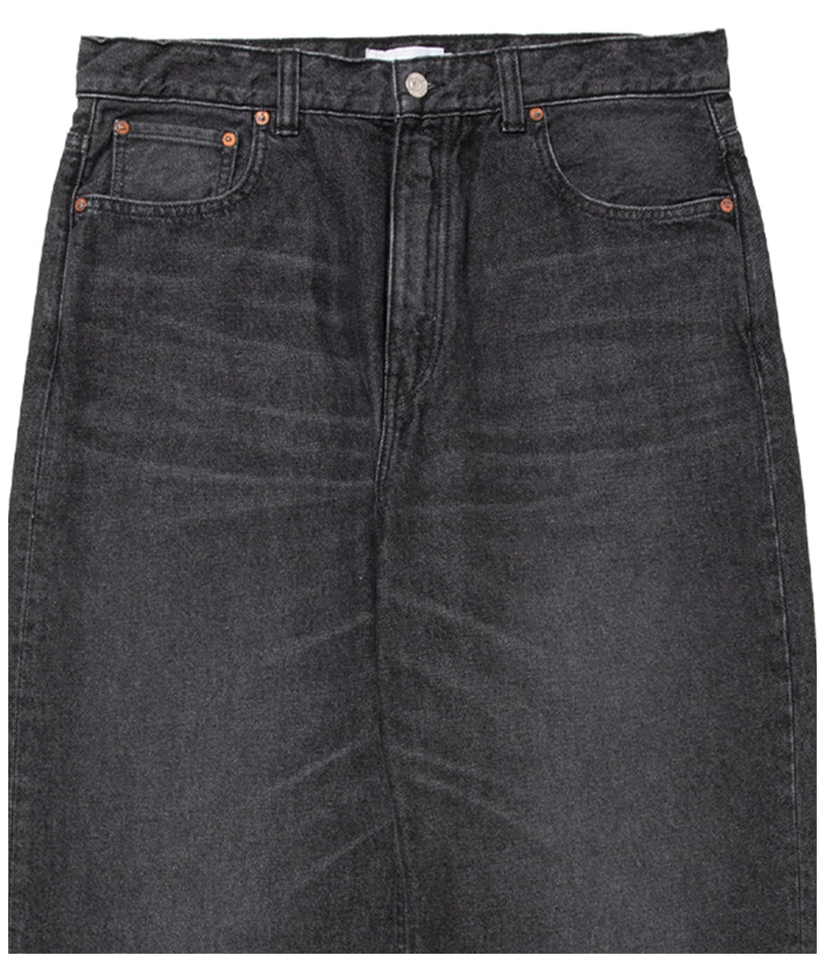 12.5oz Denim 5 Pocket Square Leg Pants【BLACK AGING FADE】