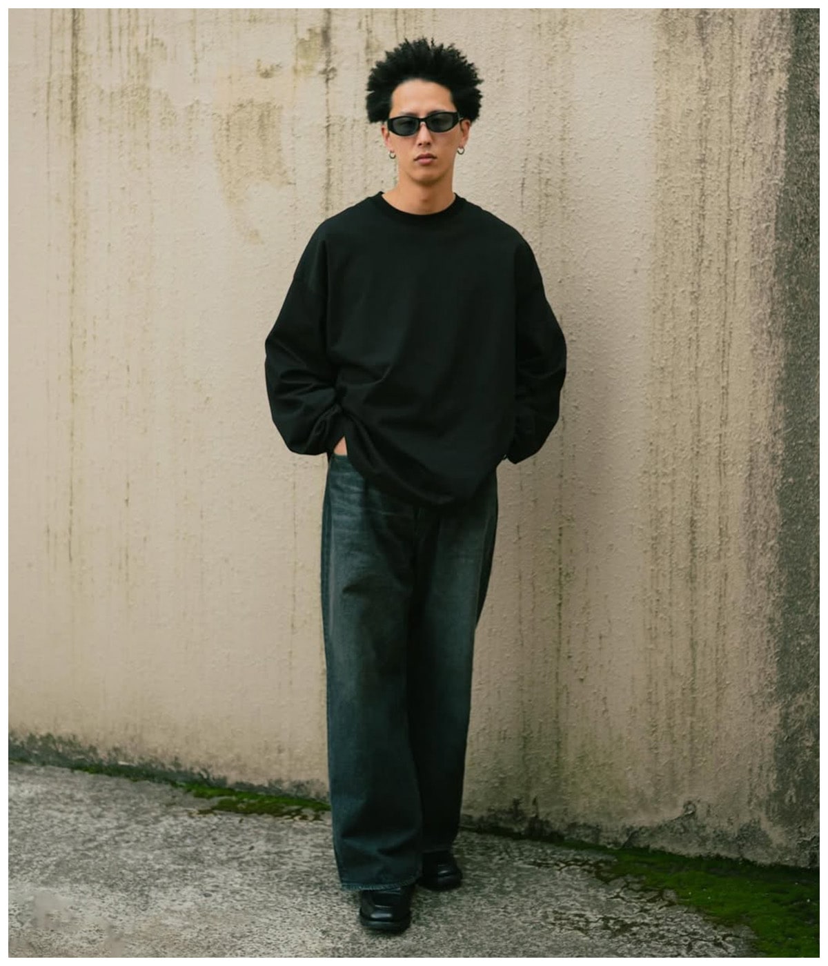 12.5oz Denim 5 Pocket Square Leg Pants【BLACK AGING FADE】