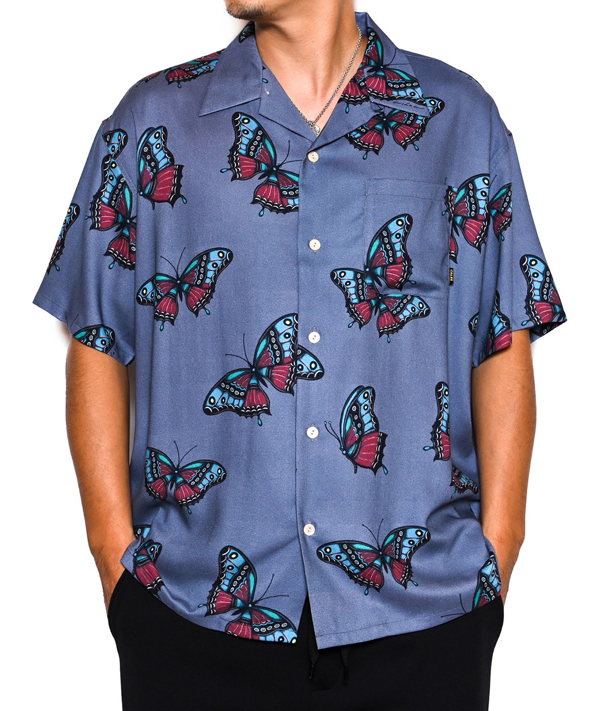 MIHO MURAKAMI CL BUTTERFLY PATTERN S/S SHIRT【BLUE】｜CALEE