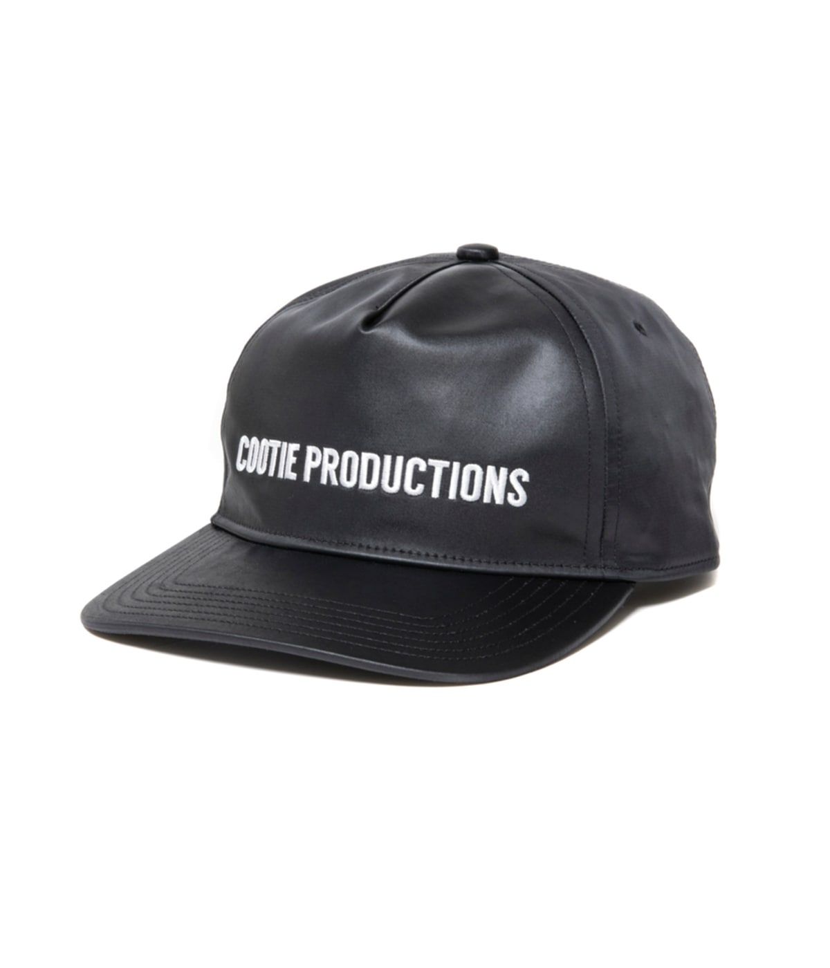 Damp Coated Satin 5 Panel Cap【BLACK×WHITE】