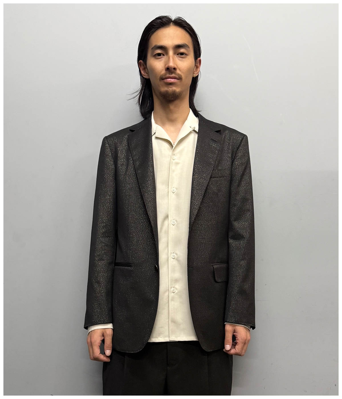 DORMEUIL / GLITTER SINGLE BREASTED JACKET (TYPE-1)【BLACK-GOLD