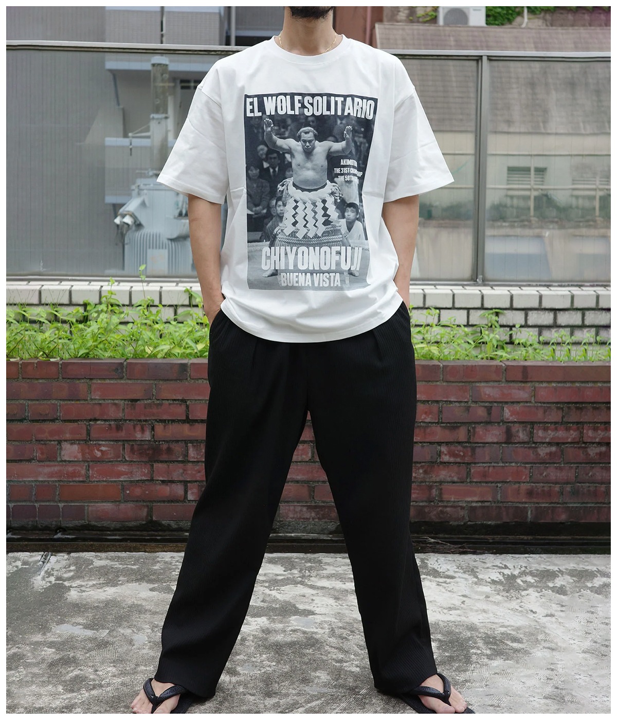 千代の富士×BUENA VISTA / El wolf solitario tee uno【WHITE】