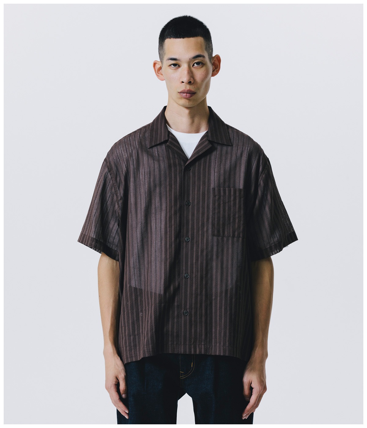 R9 STRIPE S/S SHIRT【BROWN】