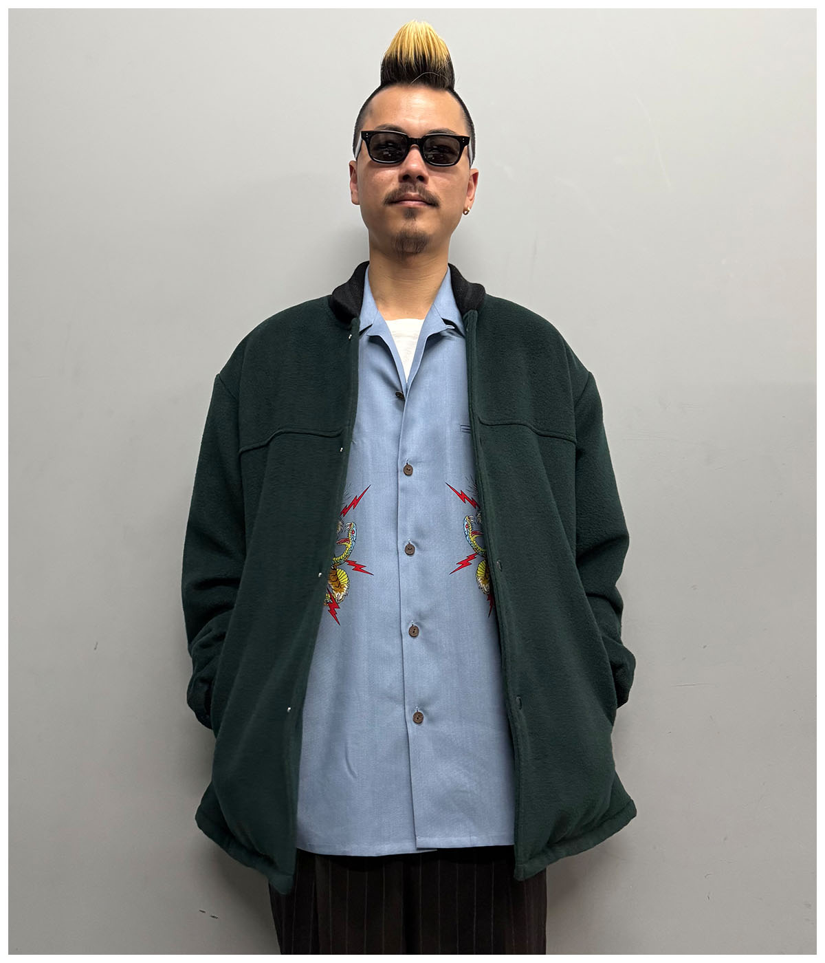 TIM LEHI / 50'S OPEN COLLAR SHIRT【BLUE】
