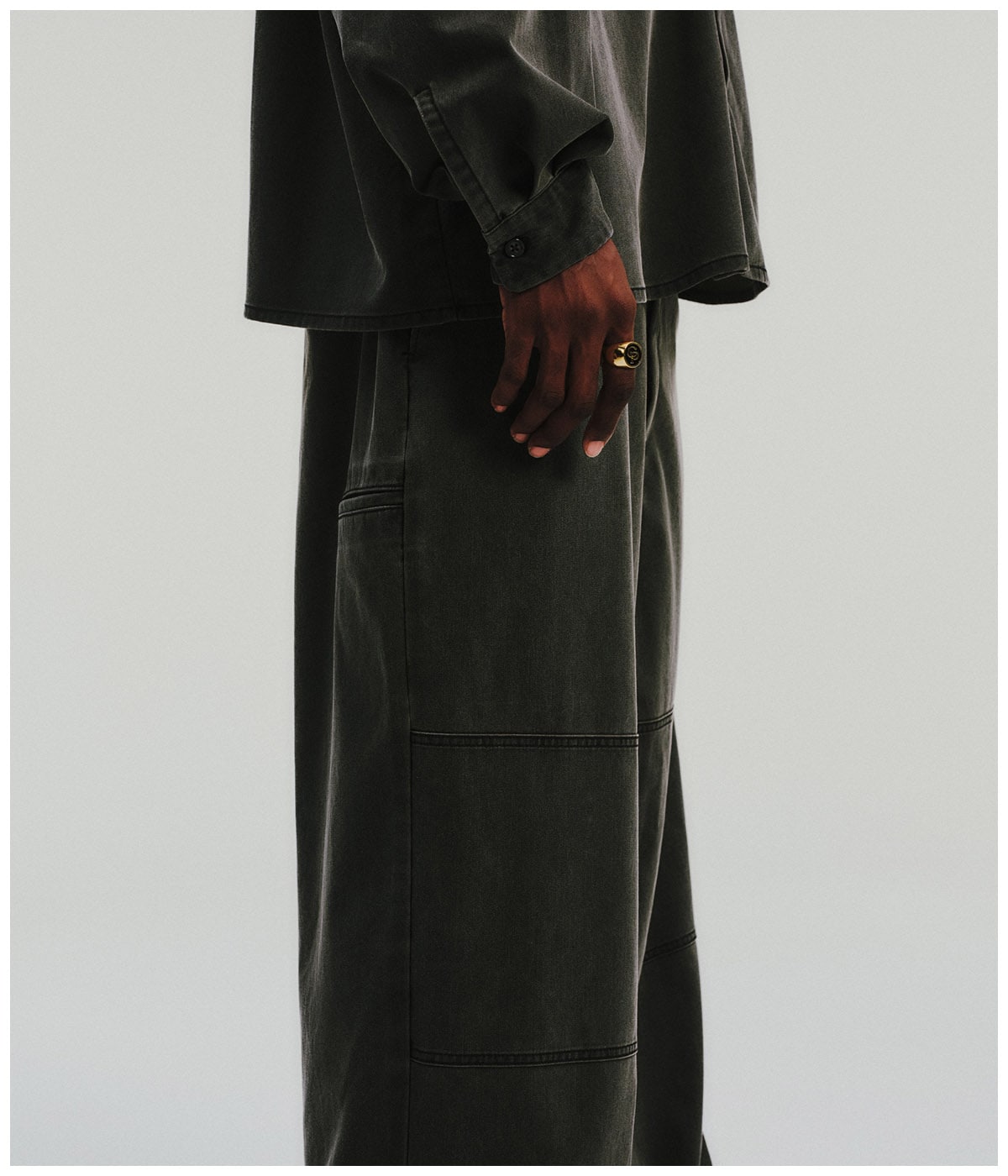 Pigment Coating T/R Twill Double Knee Work Trousers【DUSTY BLACK】