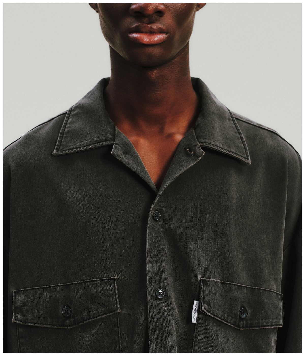 Pigment Coating T/R Twill L/S Work Shirt【DUSTY BLACK】