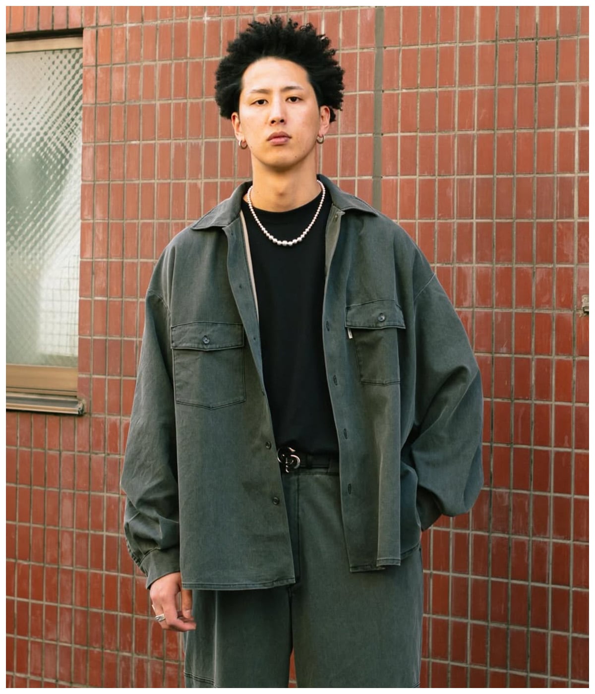 Pigment Coating T/R Twill L/S Work Shirt【DUSTY BLACK】