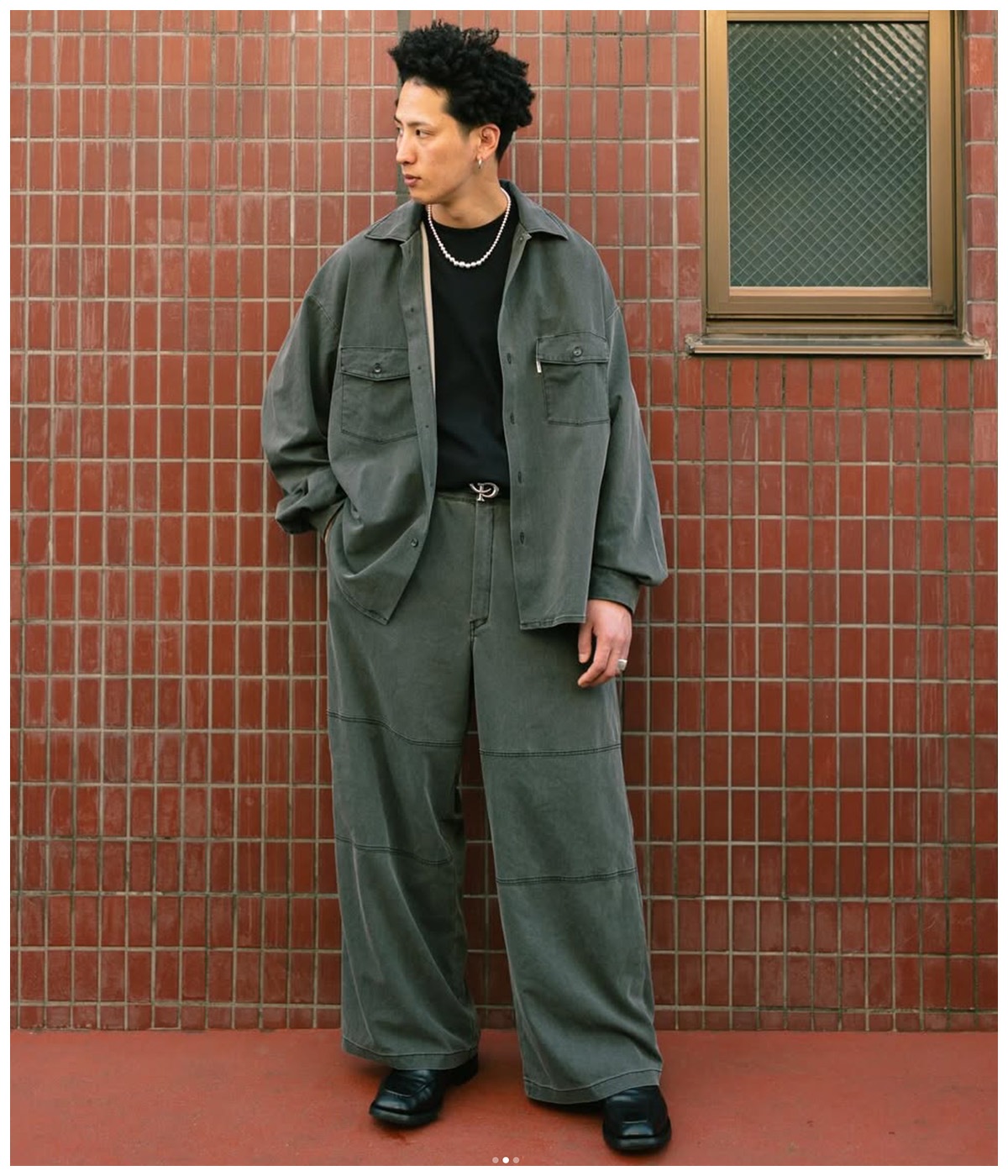 Pigment Coating T/R Twill L/S Work Shirt【DUSTY BLACK】