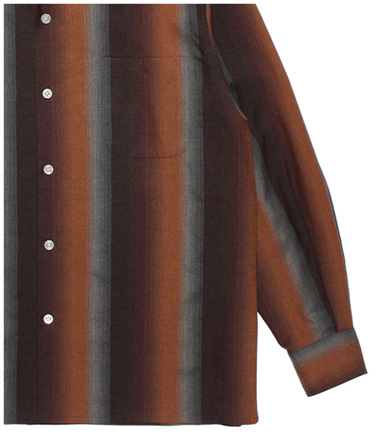 OMBRE STRIPE OPEN COLLAR SHIRT【BROWN】