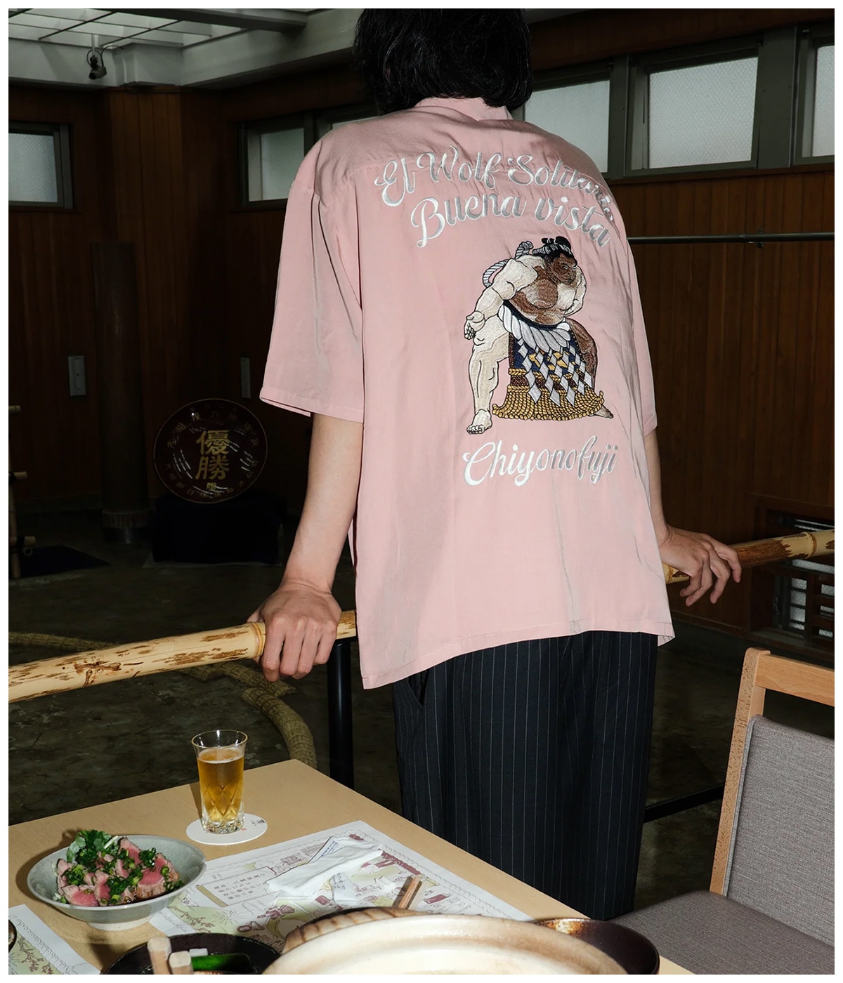 千代の富士×BUENA VISTA / El wolf solitario s/s shirt【PINK