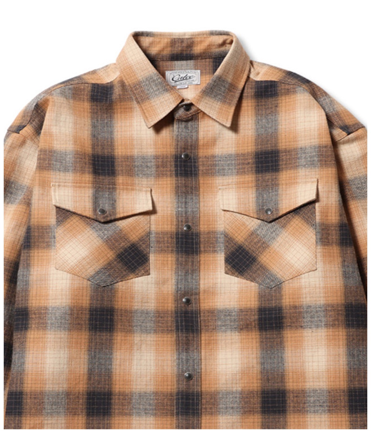 OMBRE CHECK WESTERN L/S SH【ORANGE】