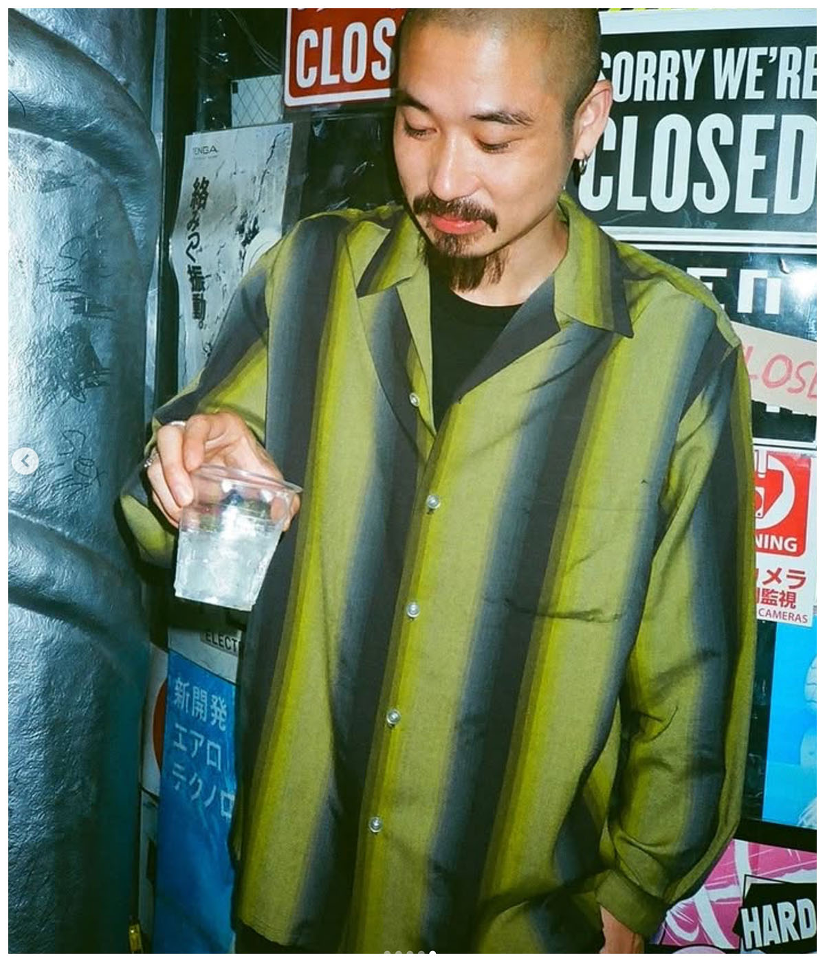 ワコマリア メルトン OMBRE STRIPE OPEN COLLAR SHIRT【PURPLE】｜WACKO MARIA