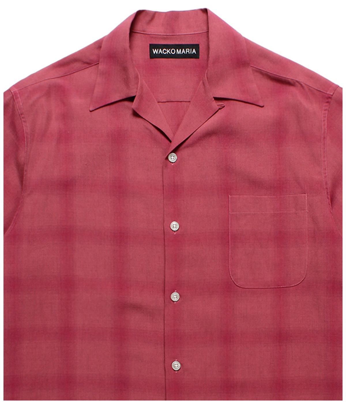 OMBRE CHECK OPEN COLLAR SHIRT (TYPE-3)【PINK】