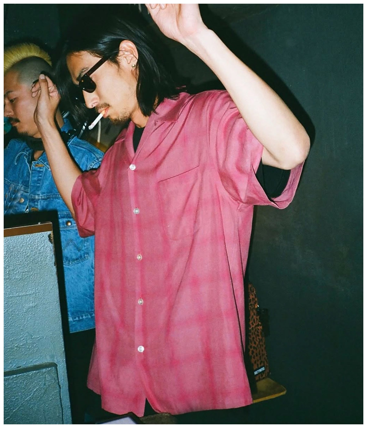 OMBRE CHECK OPEN COLLAR SHIRT (TYPE-3)【PINK】