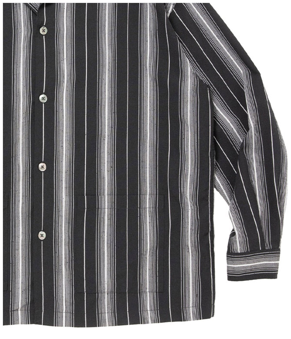 Dobby Chain Stripe L/S Cavana Shirt【BLACK】｜COOTIE PRODUCTIONS