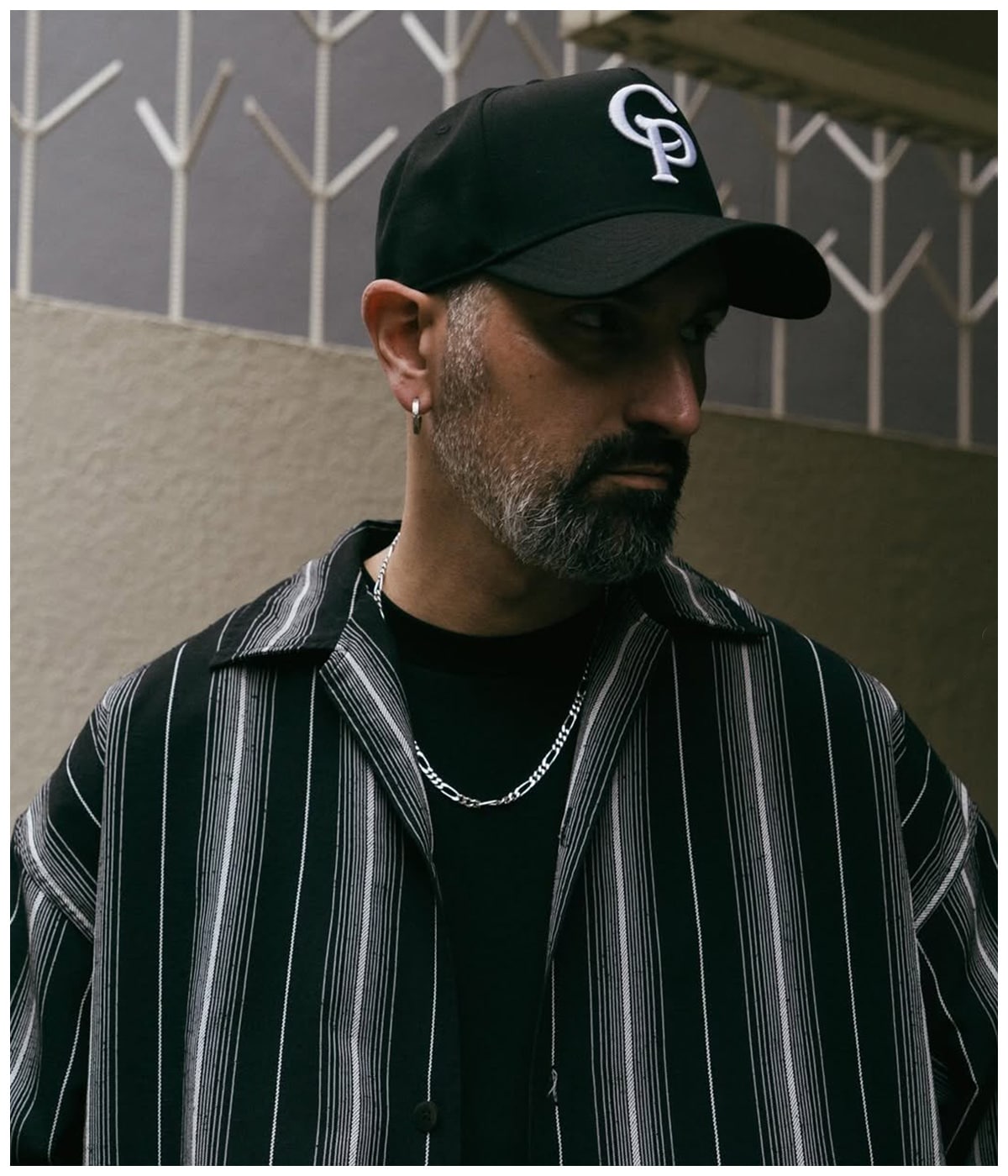 Dobby Chain Stripe L/S Cavana Shirt【BLACK】｜COOTIE PRODUCTIONS