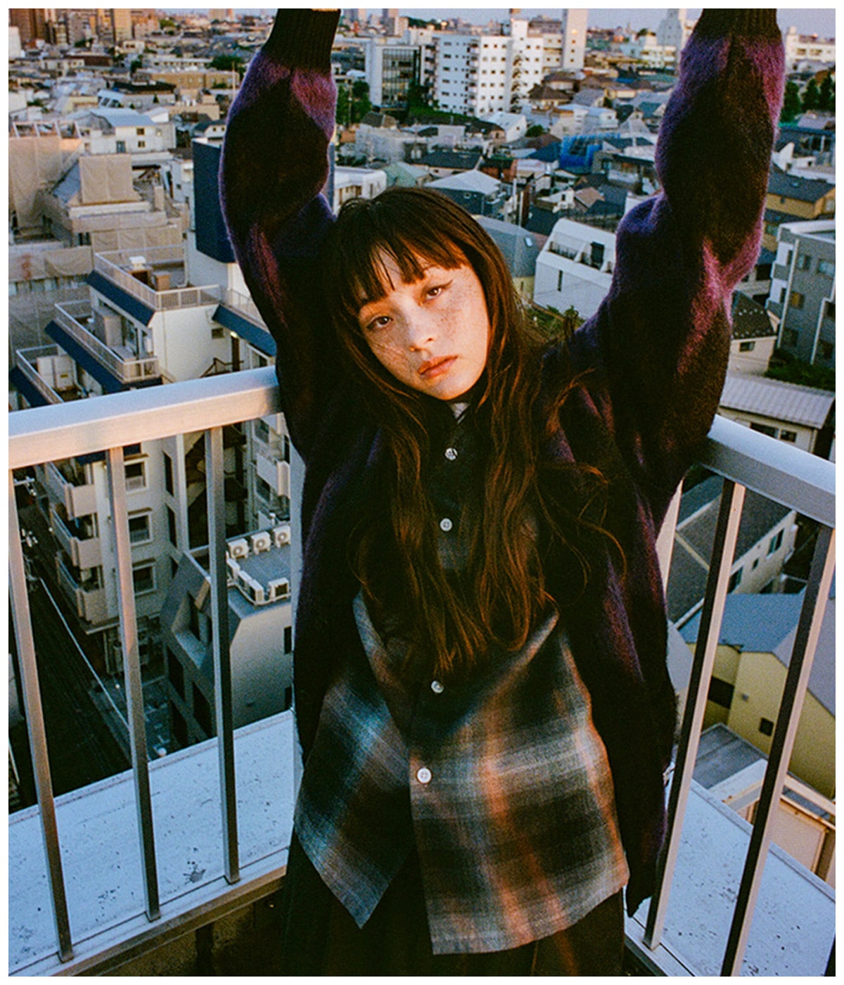 OMBRE CHECK OPEN COLLAR SHIRT (TYPE-2)【BROWN】｜WACKO MARIA