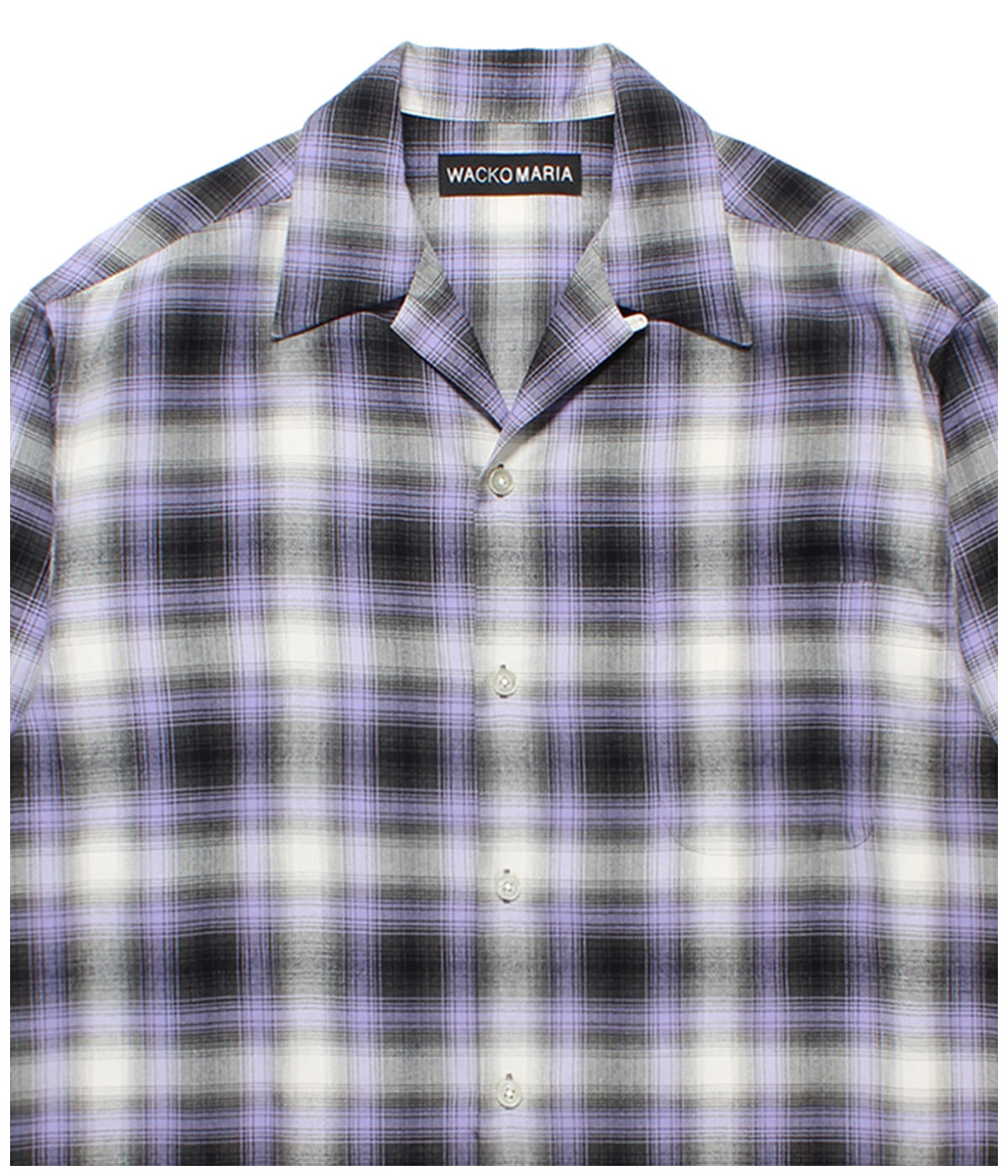 OMBRE CHECK OPEN COLLAR SHIRT (TYPE-1)【PURPLE】｜WACKO MARIA