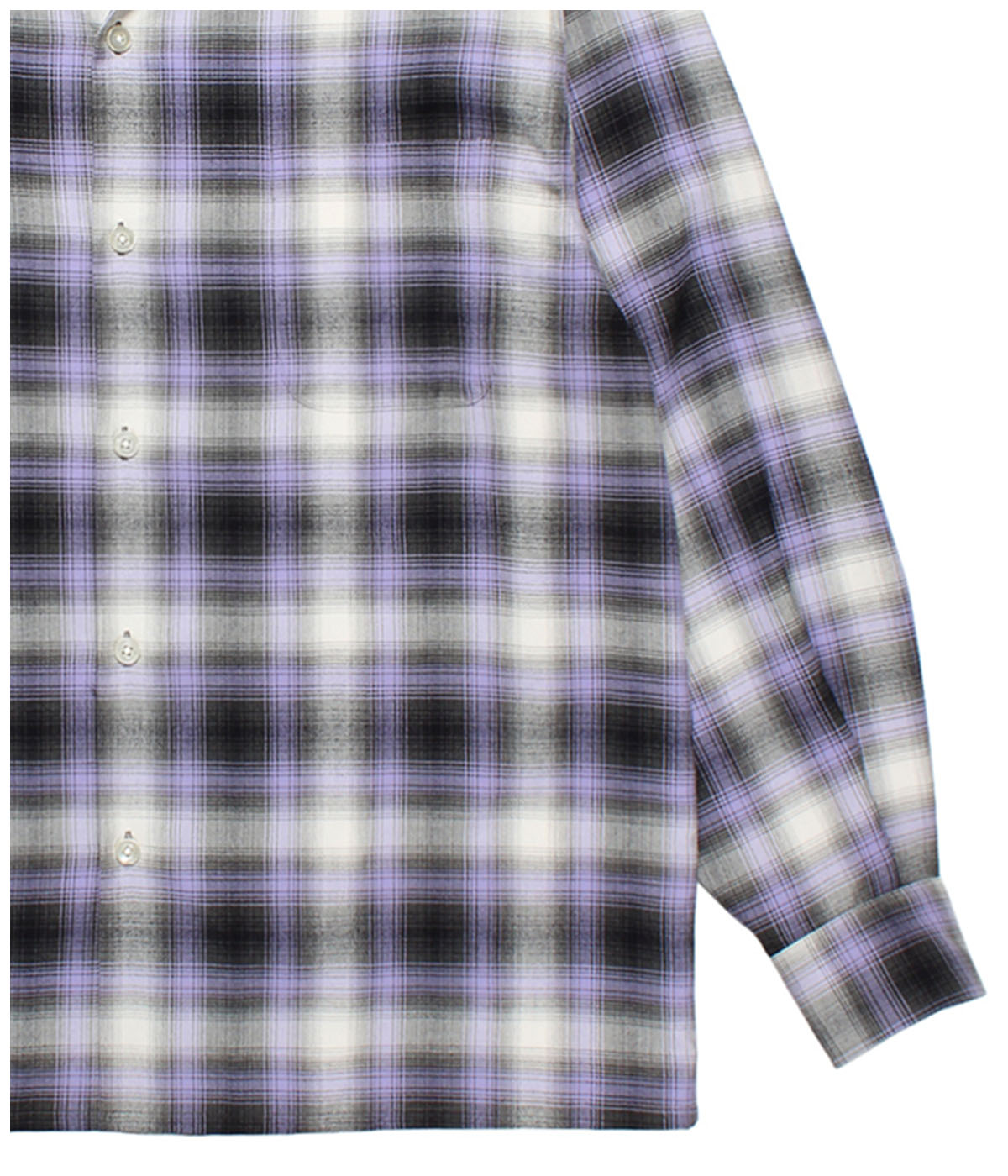 OMBRE CHECK OPEN COLLAR SHIRT (TYPE-1)【PURPLE】｜WACKO MARIA