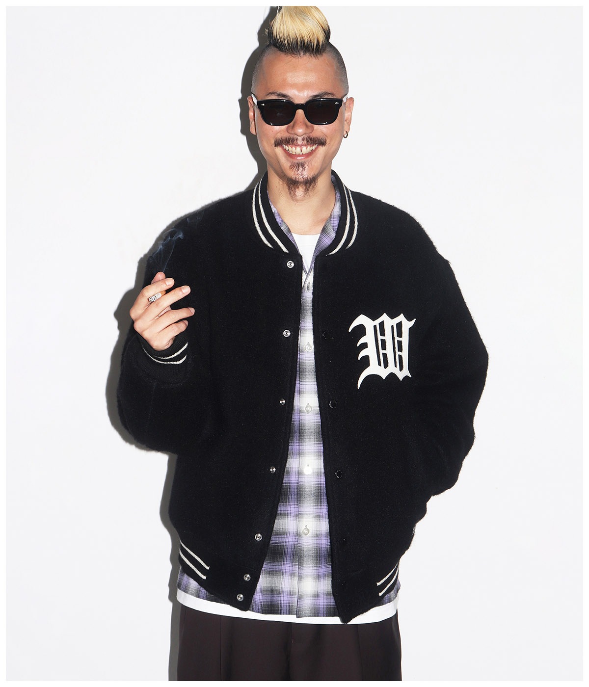 OMBRE CHECK OPEN COLLAR SHIRT (TYPE-1)【PURPLE】｜WACKO MARIA 