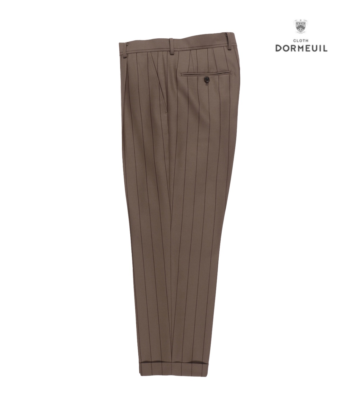 DORMEUIL / STRIPED PLEATED TROUSERS (TYPE-1)【GRAY】