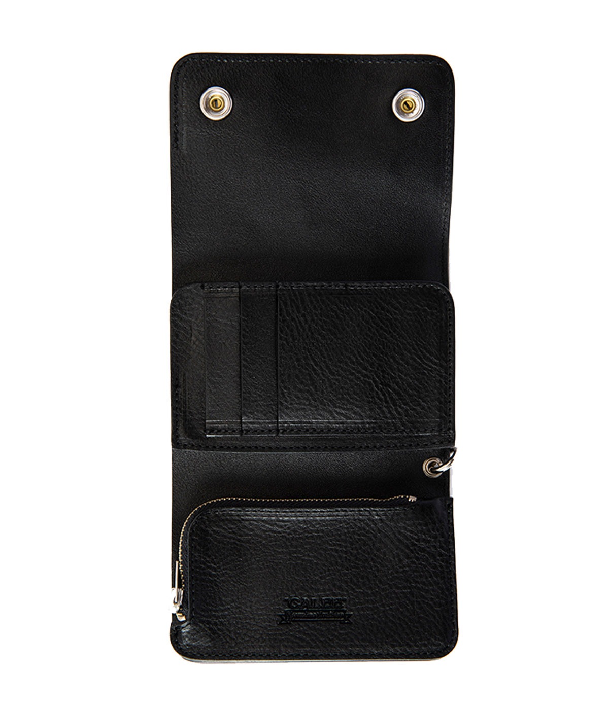 SILVER STAR CONCHO FLAP LEATHER HALF WALLET【BLACK】｜CALEE