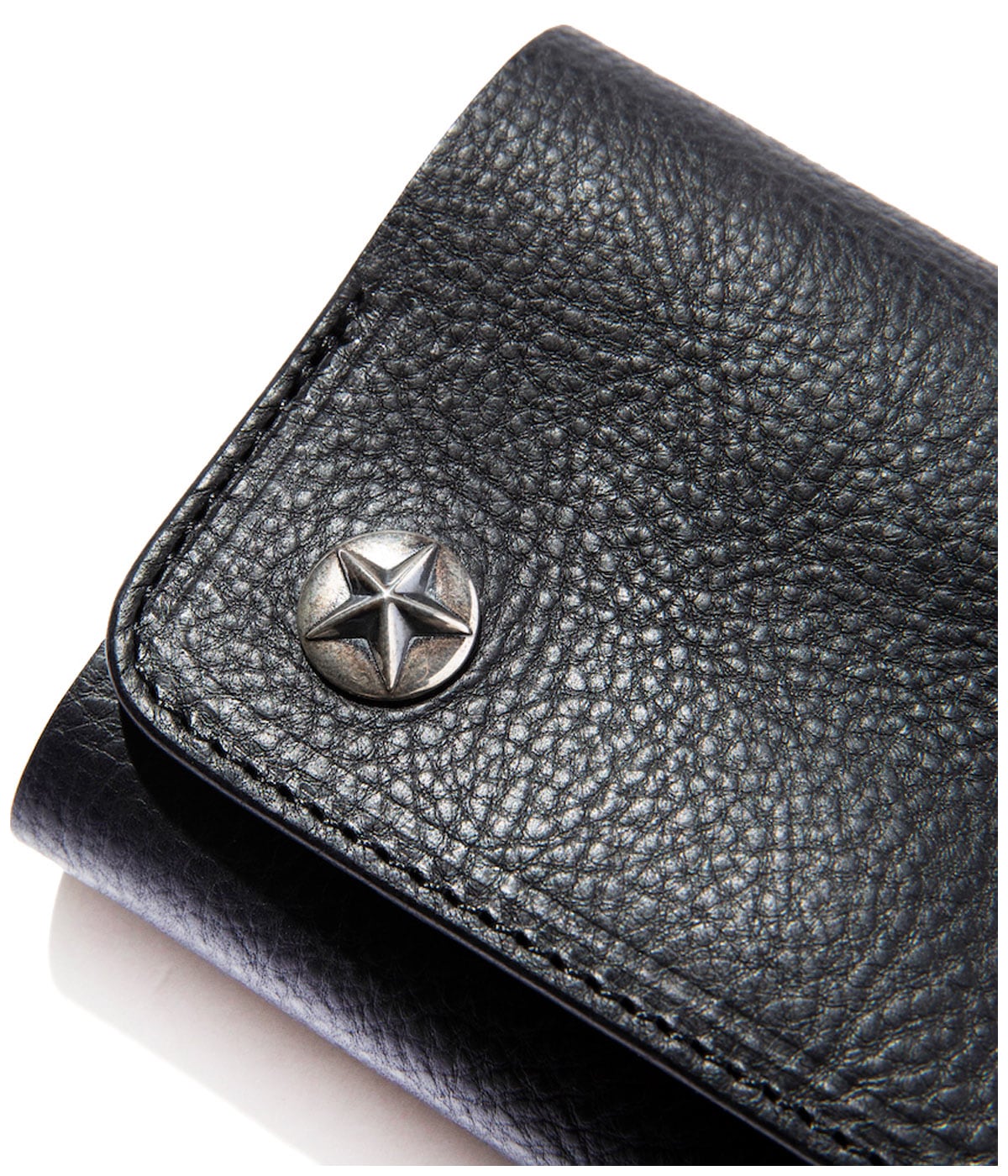 SILVER STAR CONCHO FLAP LEATHER HALF WALLET【BLACK】｜CALEE