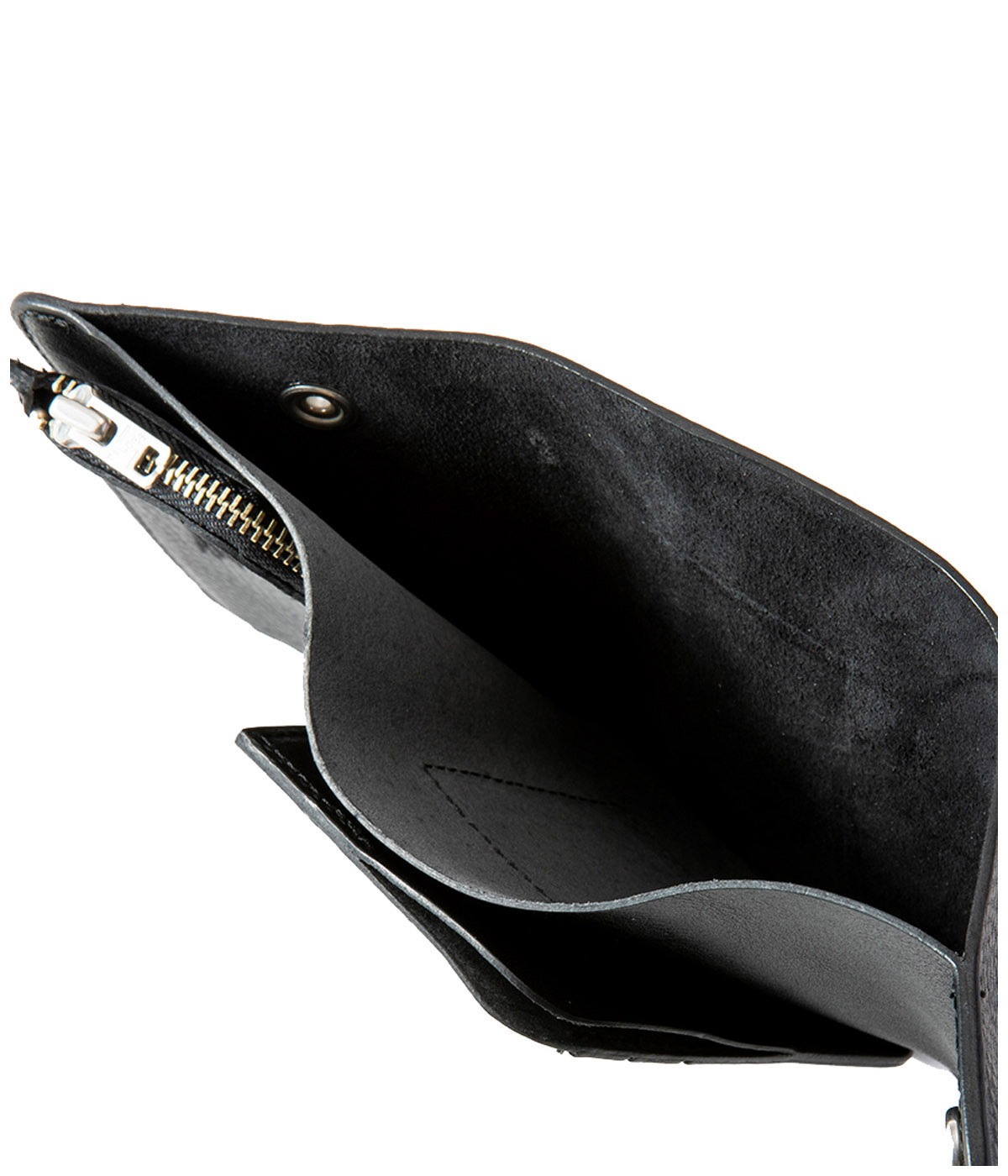 SILVER STAR CONCHO FLAP LEATHER HALF WALLET【BLACK】｜CALEE