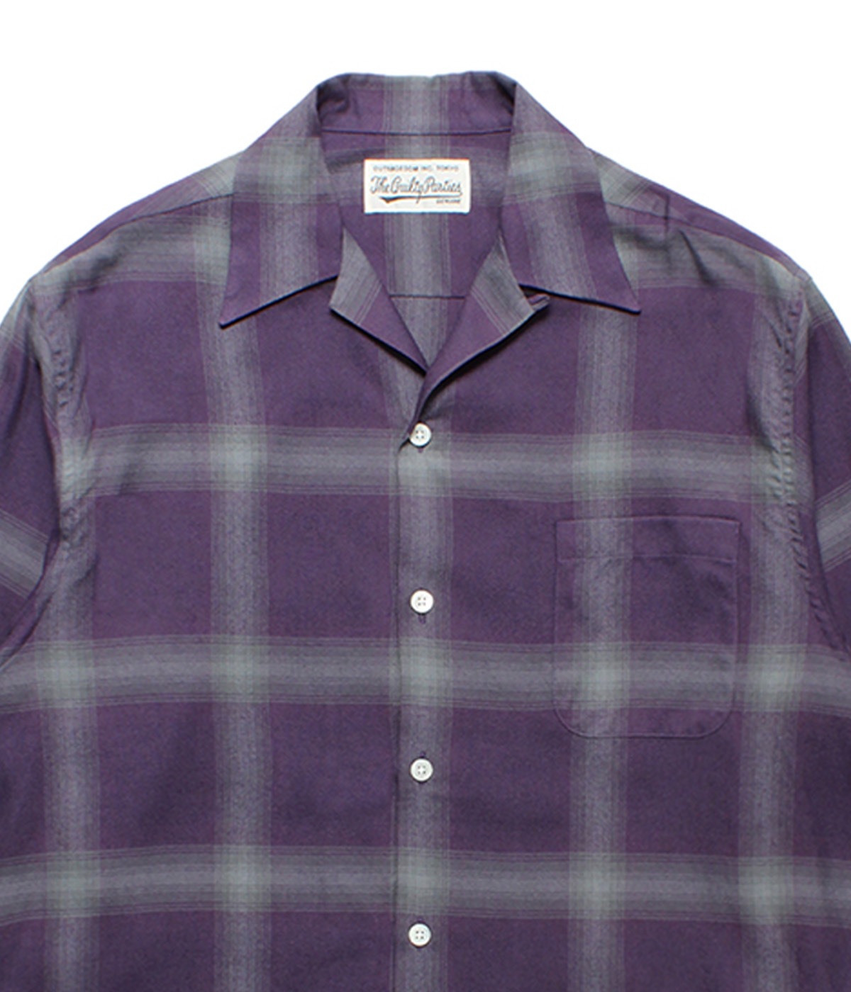 トップス OMBRE CHECK OPEN COLLAR SHIRT L/S Ombre Check Open Collar Shirt