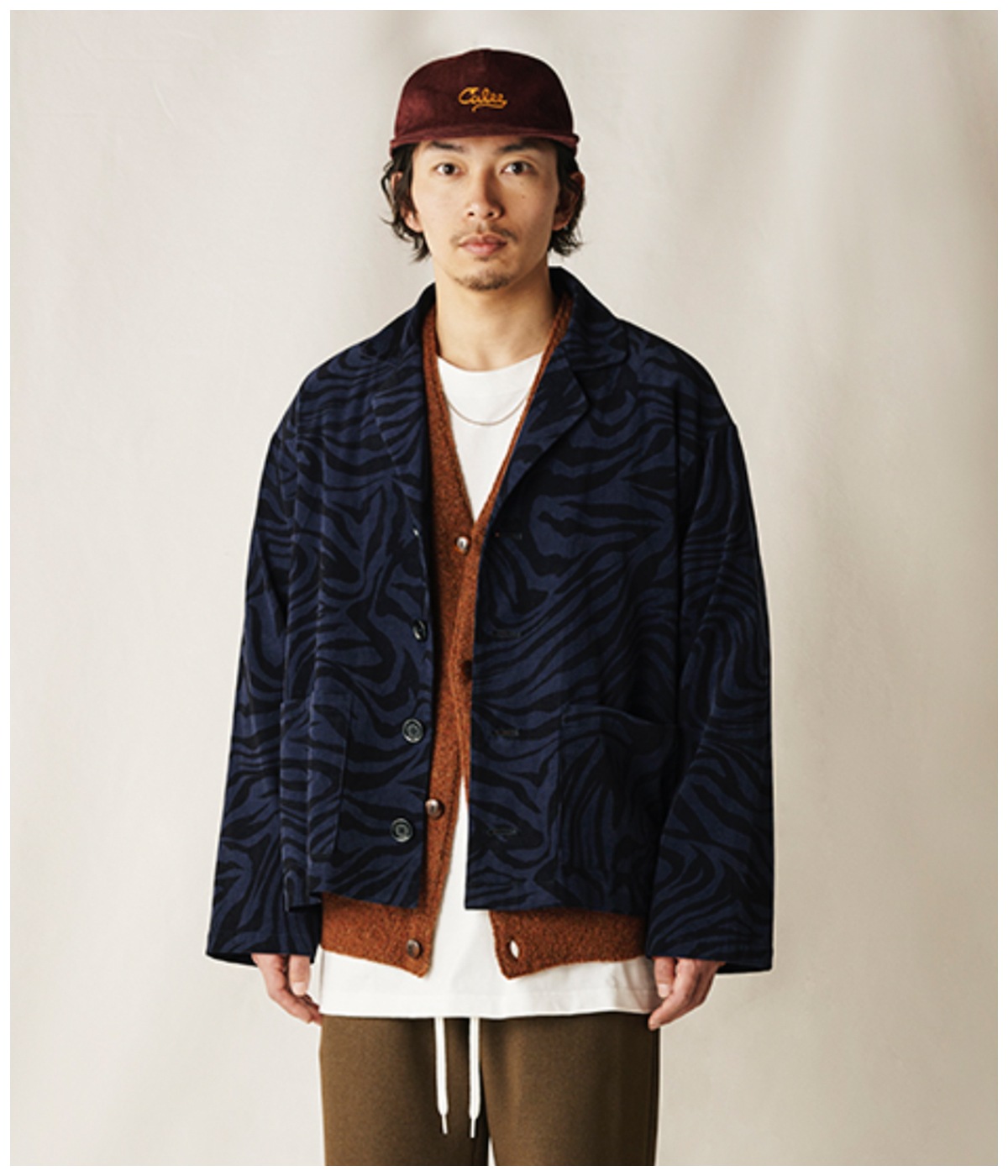 ZEBRA PATTERN CORDUROY SHIRT JACKET【NAVY】