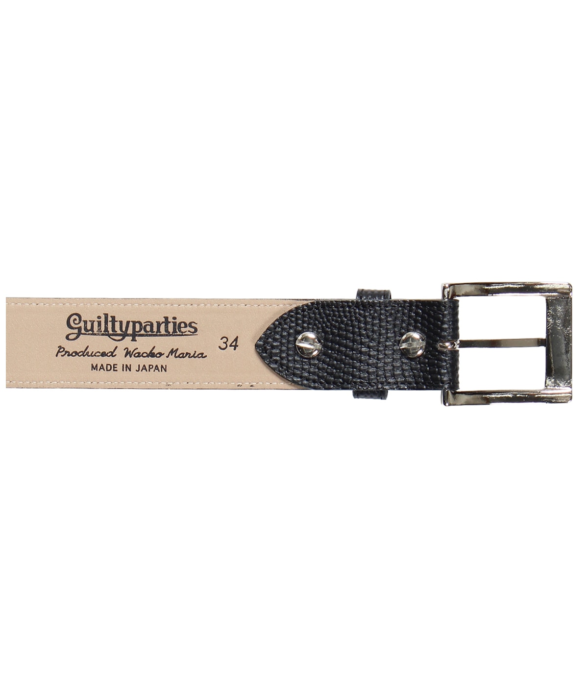 EMBOSSED LEATHER BELT (LIZARD EMBOSSED)【BLACK】