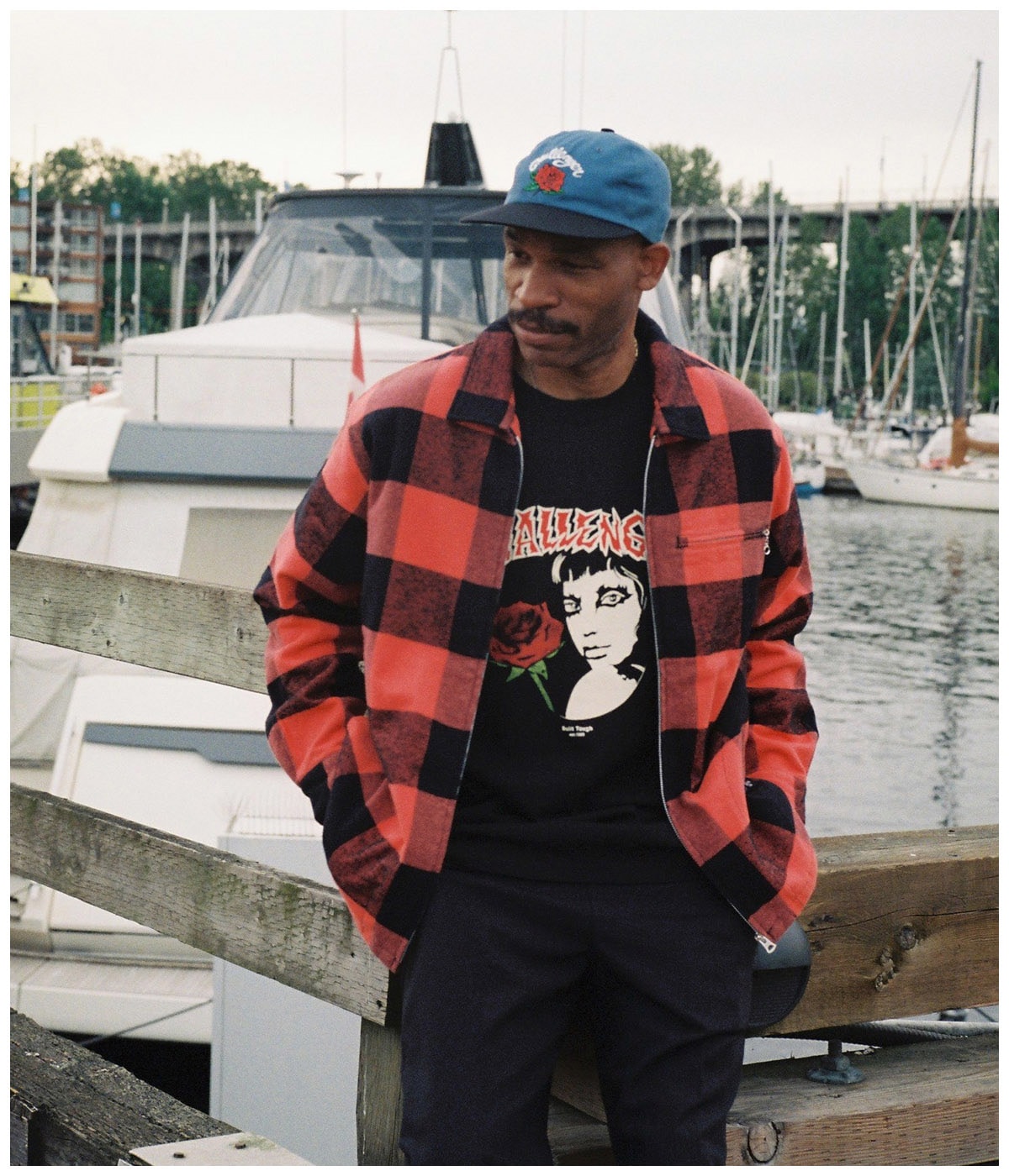 LINING ZIP UP SHIRT【ORANGE-BLACK】