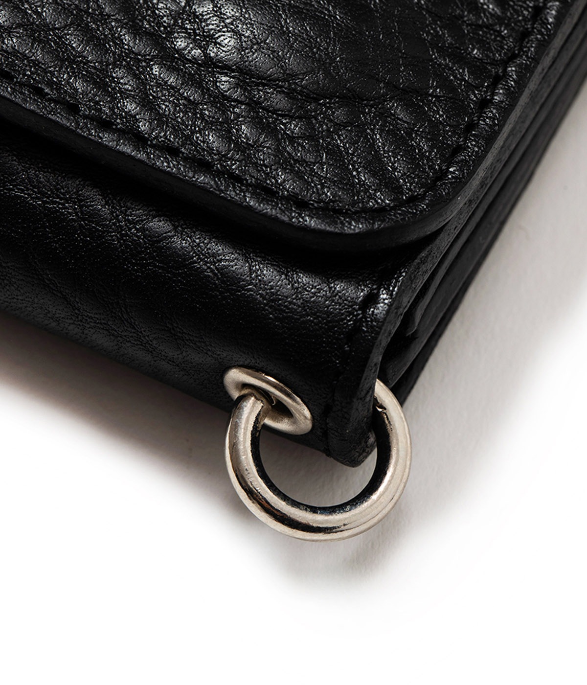 STUDS LEATHER FLAP HALF WALLET【BLACK】